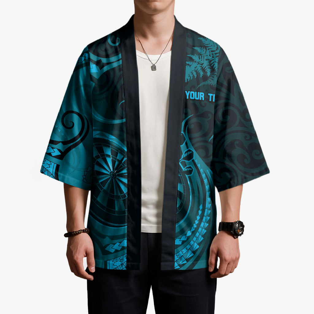Personalised New Zealand Turquoise Darts Kimono Maori Fern Curve Style