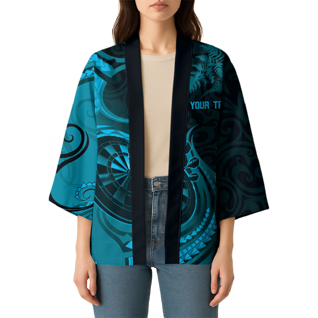 Personalised New Zealand Turquoise Darts Kimono Maori Fern Curve Style