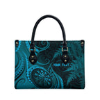 Personalised New Zealand Turquoise Darts Leather Bag Maori Fern Curve Style