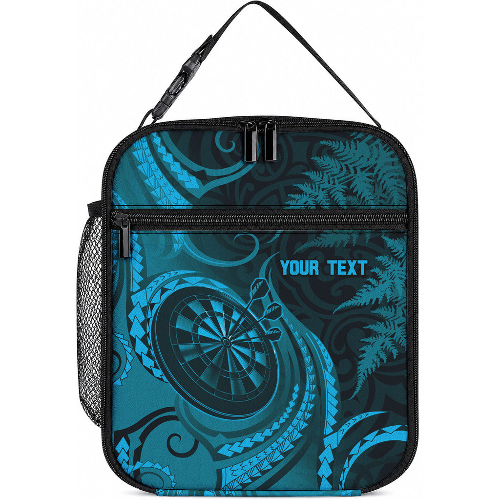 Personalised New Zealand Turquoise Darts Lunch Bag Maori Fern Curve Style