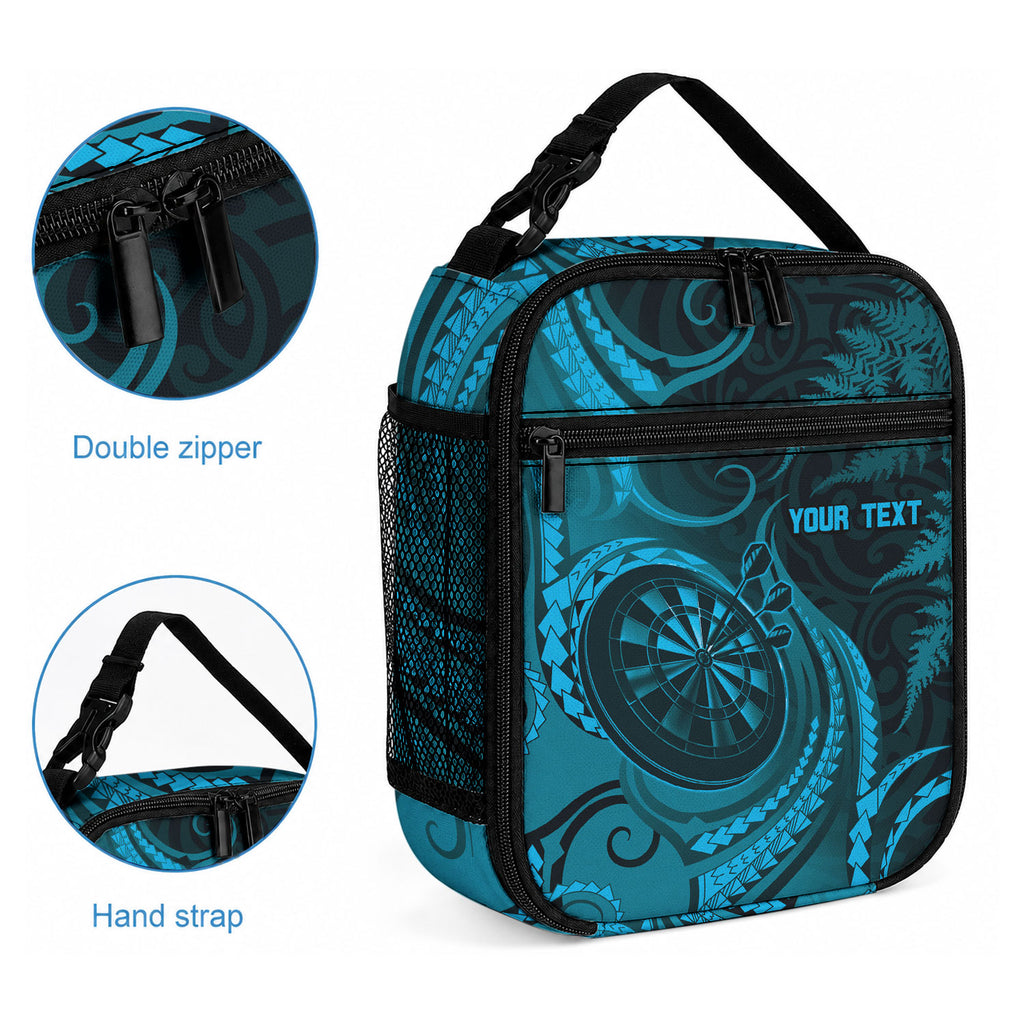 Personalised New Zealand Turquoise Darts Lunch Bag Maori Fern Curve Style