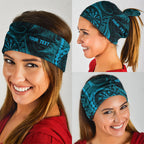 Personalised New Zealand Turquoise Darts Neck Gaiter Maori Fern Curve Style