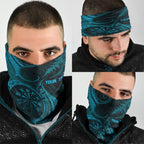 Personalised New Zealand Turquoise Darts Neck Gaiter Maori Fern Curve Style