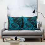 Personalised New Zealand Turquoise Darts Pillow Cover Maori Fern Curve Style