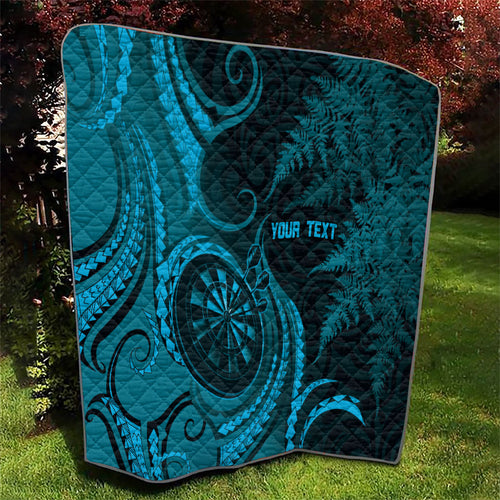 Personalised New Zealand Turquoise Darts Quilt Maori Fern Curve Style