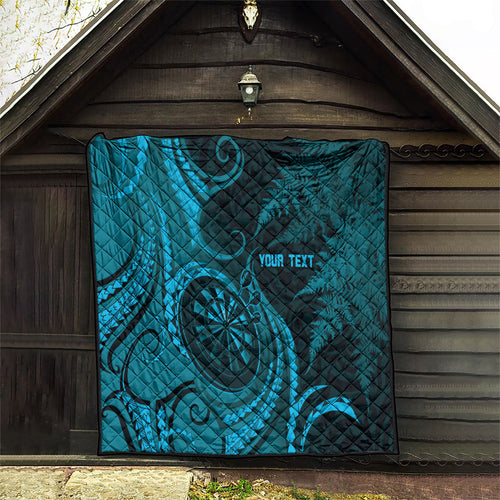 Personalised New Zealand Turquoise Darts Quilt Maori Fern Curve Style