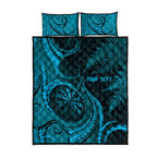 Personalised New Zealand Turquoise Darts Quilt Bed Set Maori Fern Curve Style