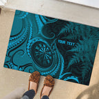 Personalised New Zealand Turquoise Darts Rubber Doormat Maori Fern Curve Style