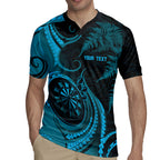 Personalised New Zealand Turquoise Darts Rugby Jersey Maori Fern Curve Style