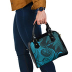 Personalised New Zealand Turquoise Darts Shoulder Handbag Maori Fern Curve Style