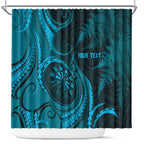 Personalised New Zealand Turquoise Darts Shower Curtain Maori Fern Curve Style