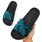 Personalised New Zealand Turquoise Darts Slide Sandals Maori Fern Curve Style