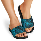 Personalised New Zealand Turquoise Darts Slide Sandals Maori Fern Curve Style