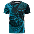 Personalised New Zealand Turquoise Darts T Shirt Maori Fern Curve Style