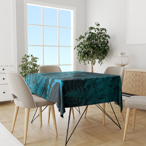 Personalised New Zealand Turquoise Darts Tablecloth Maori Fern Curve Style