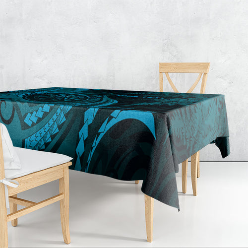 Personalised New Zealand Turquoise Darts Tablecloth Maori Fern Curve Style