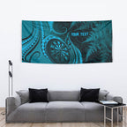 Personalised New Zealand Turquoise Darts Tapestry Maori Fern Curve Style