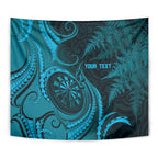 Personalised New Zealand Turquoise Darts Tapestry Maori Fern Curve Style