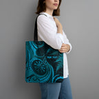 Personalised New Zealand Turquoise Darts Tote Bag Maori Fern Curve Style