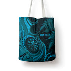 Personalised New Zealand Turquoise Darts Tote Bag Maori Fern Curve Style