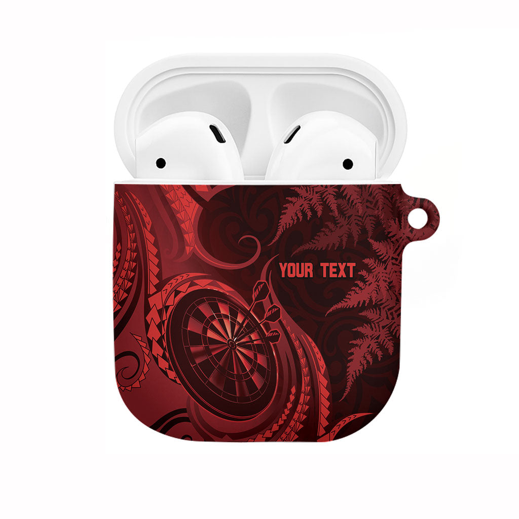 Personalised New Zealand Red Darts AirPods Case Maori Fern Curve Style