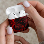 Personalised New Zealand Red Darts AirPods Case Maori Fern Curve Style