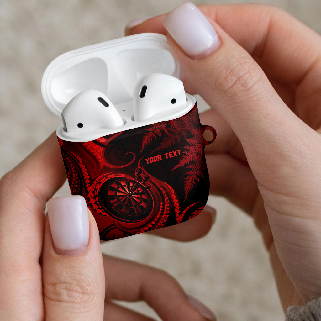 Personalised New Zealand Red Darts AirPods Case Maori Fern Curve Style
