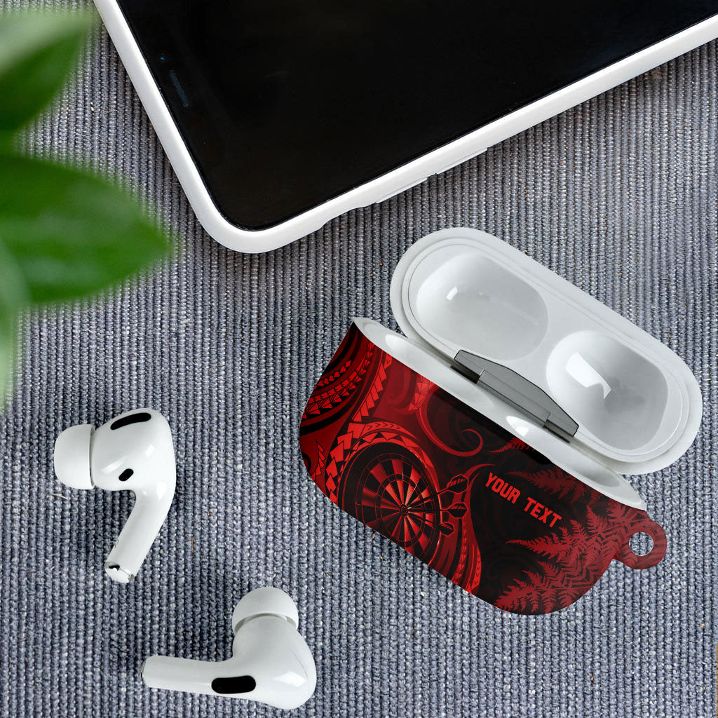 Personalised New Zealand Red Darts AirPods Case Maori Fern Curve Style