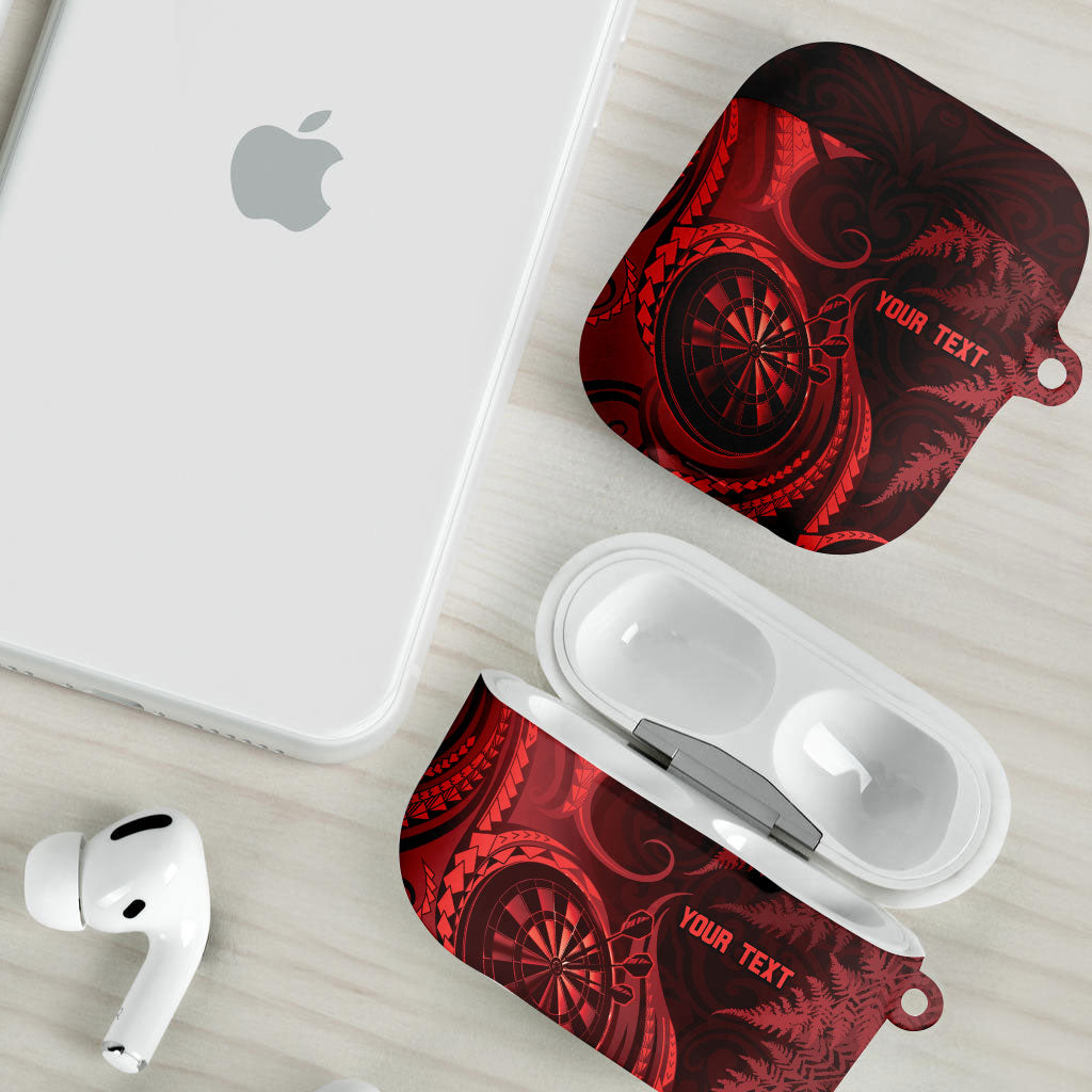 Personalised New Zealand Red Darts AirPods Case Maori Fern Curve Style