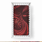 Personalised New Zealand Red Darts Baby Bed Cover Maori Fern Curve Style