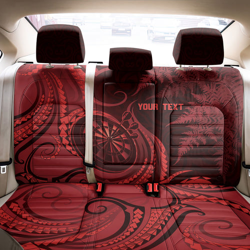 Personalised New Zealand Red Darts Back Car Seat Cover Maori Fern Curve Style