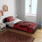 Personalised New Zealand Red Darts Bedding Set Maori Fern Curve Style