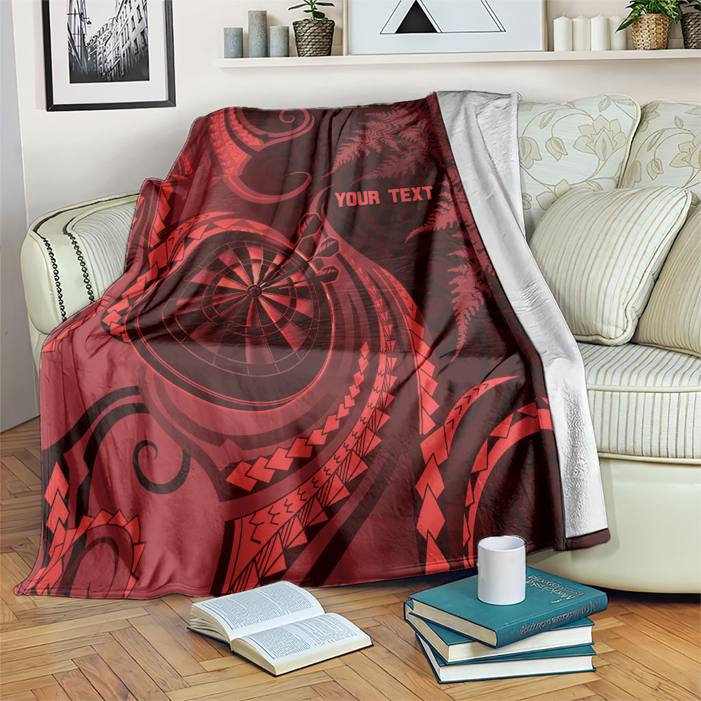 Personalised New Zealand Red Darts Blanket Maori Fern Curve Style
