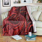 Personalised New Zealand Red Darts Blanket Maori Fern Curve Style