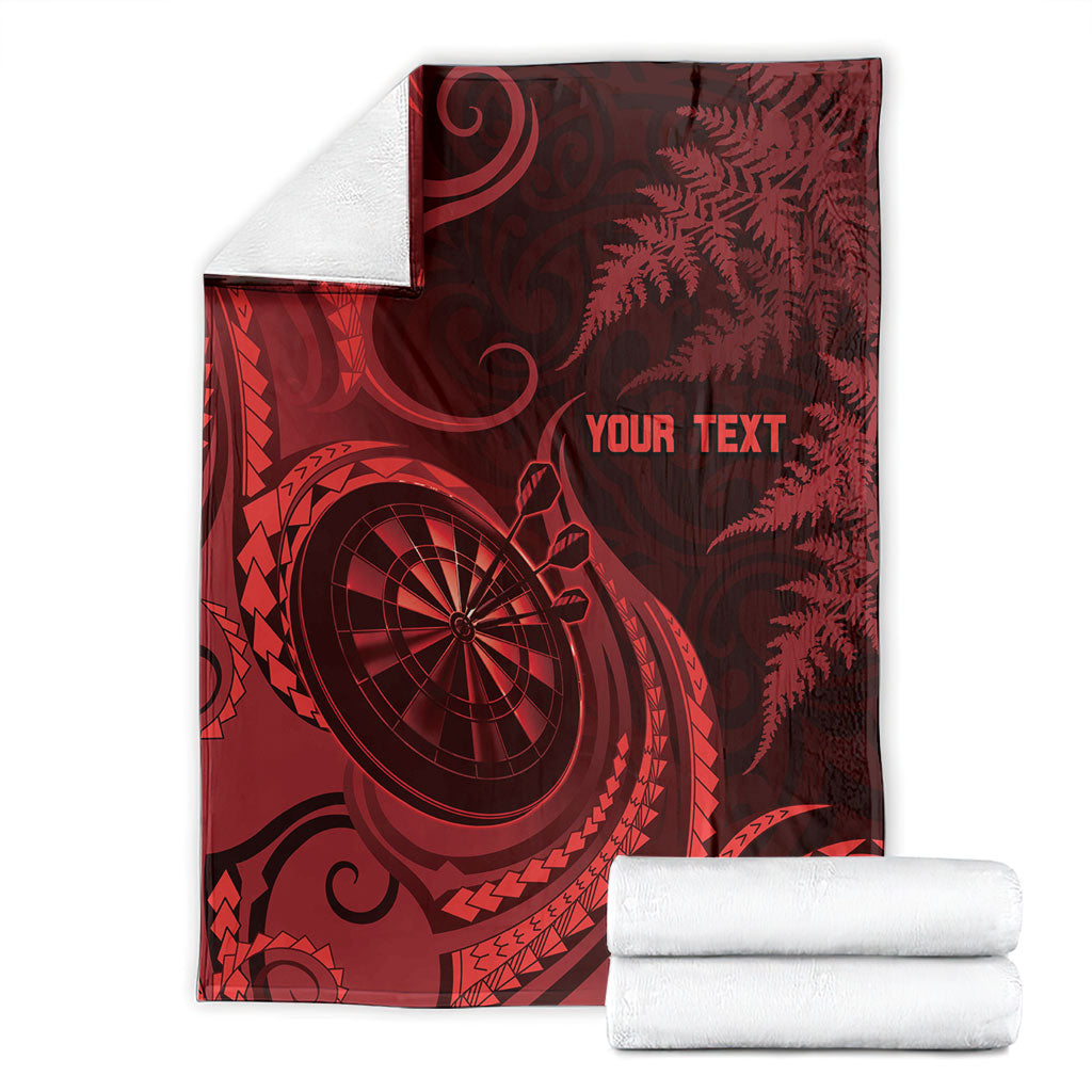 Personalised New Zealand Red Darts Blanket Maori Fern Curve Style