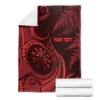 Personalised New Zealand Red Darts Blanket Maori Fern Curve Style