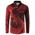 Personalised New Zealand Red Darts Button Sweatshirt Maori Fern Curve Style
