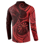 Personalised New Zealand Red Darts Button Sweatshirt Maori Fern Curve Style