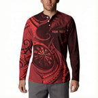 Personalised New Zealand Red Darts Button Sweatshirt Maori Fern Curve Style
