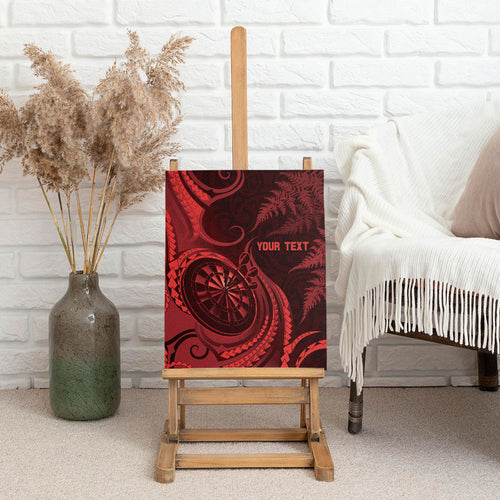 Personalised New Zealand Red Darts Canvas Wall Art Maori Fern Curve Style