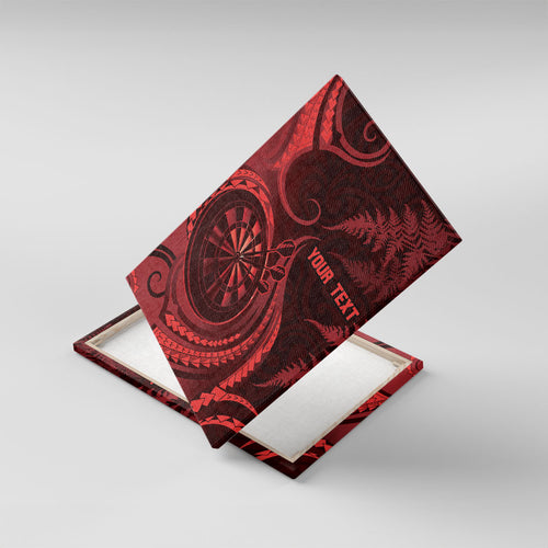 Personalised New Zealand Red Darts Canvas Wall Art Maori Fern Curve Style