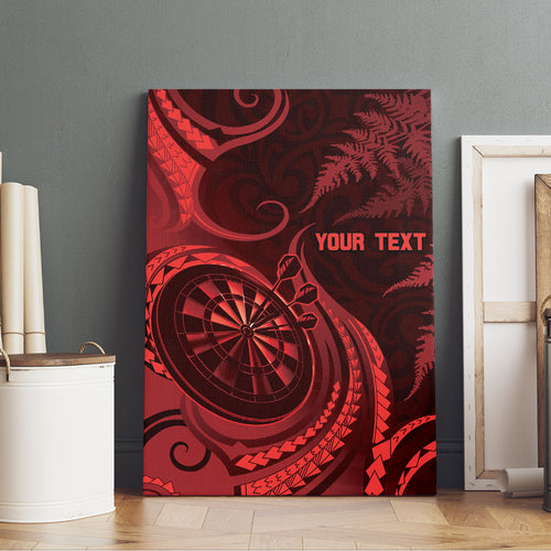 Personalised New Zealand Red Darts Canvas Wall Art Maori Fern Curve Style