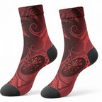 New Zealand Red Darts Crew Socks Maori Fern Curve Style
