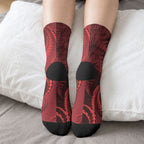 New Zealand Red Darts Crew Socks Maori Fern Curve Style