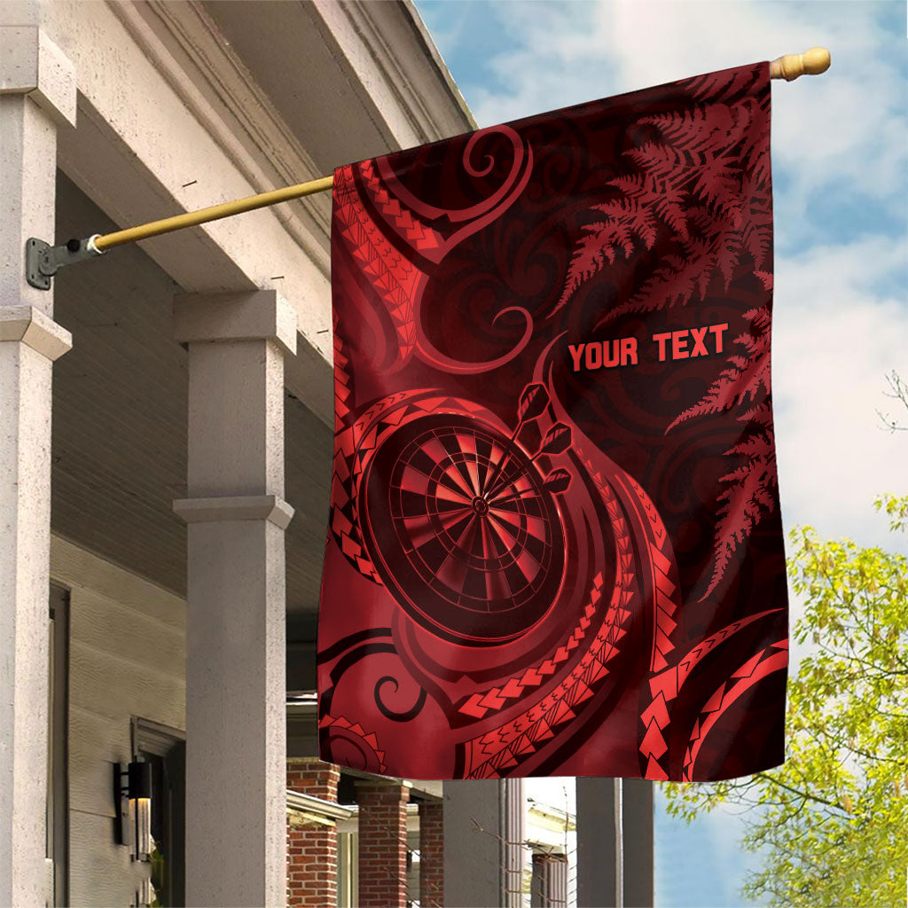 Personalised New Zealand Red Darts Garden Flag Maori Fern Curve Style