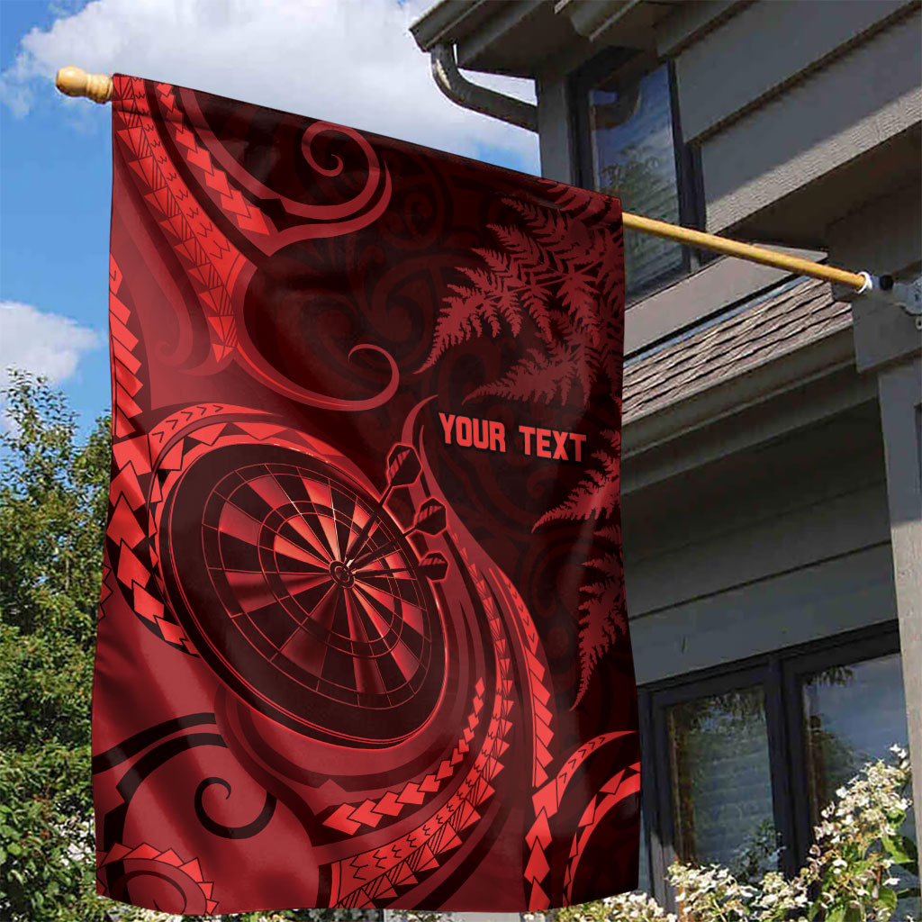 Personalised New Zealand Red Darts Garden Flag Maori Fern Curve Style