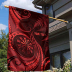 Personalised New Zealand Red Darts Garden Flag Maori Fern Curve Style