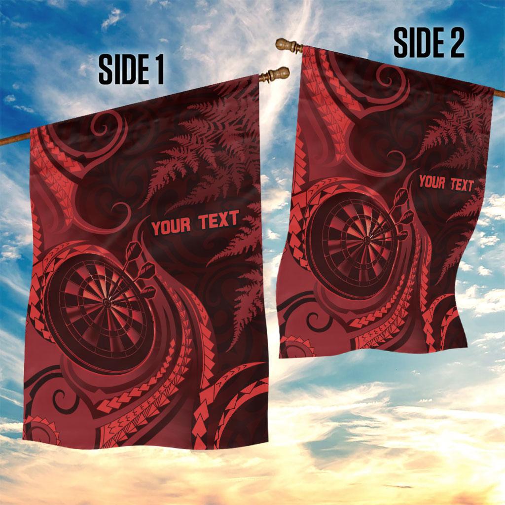 Personalised New Zealand Red Darts Garden Flag Maori Fern Curve Style
