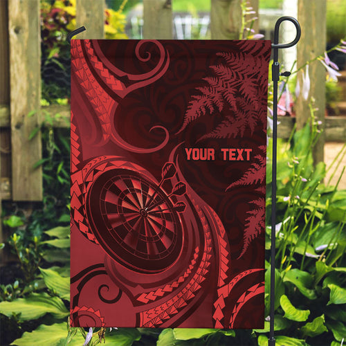 Personalised New Zealand Red Darts Garden Flag Maori Fern Curve Style