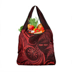 Personalised New Zealand Red Darts Grocery Bag Maori Fern Curve Style